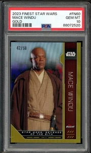 Mace Windu Gold Refractor #42/50 PSA 10 POP 1 2023 Topps Finest Star Wars #FN60 - Picture 1 of 2