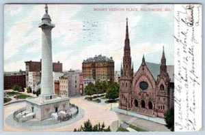 1907 MOUNT VERNON PLACE BALTIMORE MARYLAND ANTIQUE POSTCARD - Picture 1 of 2