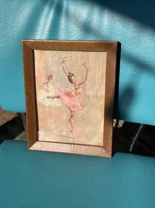 9 x 7 Retro Ballerina Ballett Kunstdruck 70er Jahre Holzrahmen - Bild 1 von 3