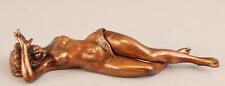 Antique Early 20thC Spelter Metal Naughty Nude Woman Statue Cigar Cutter NO RES