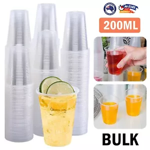 200ML PLASTIC CUPS 7OZ CLEAR REUSABLE DRINKING WATER CUP PARTY CUP BULK BEER CUP - Picture 1 of 21