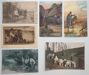 6 CARTOLINE-ANTICHE-INIZIO 900 - ANNI 20 30- PAESAGGI-ANIMATI - Picture 1 of 4