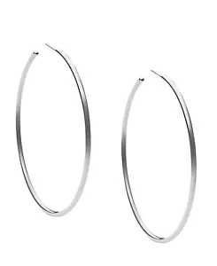 Michael Kors Brass Large Hoop Earrings for Women Color Silver Model MKJ4162040 - Picture 1 of 3