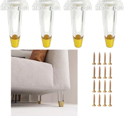 Pies de gabinete de cocina, patas de mesa modernas de 4,72", patas de acrílico para muebles, transparente G Foto 1 de 4