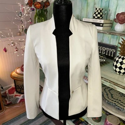 H&M кремовый открытый блейзер женский размер 2 бизнес профессиональный - Изображение 1 из 4
