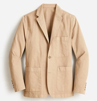 J Crew NWT Garment Dyed Chino Suit Jacket Linen Blend Men’s 36 AX270 Tan Khaki - Image 1 of 4