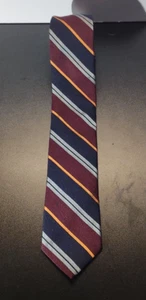 Brooks Brothers Makers Men's Tie Silk Blue Maroon Striped Repp USA 2.5in Wide - Picture 1 of 4