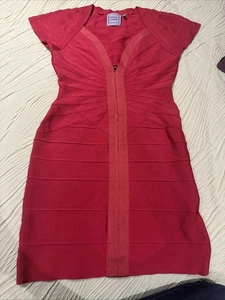 Vestido Herve Leger Bondage Para Mujer Talla M Vestido Rosa Caliente Bodycon - Imagen 1 de 8
