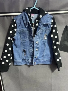 Disney Junior Girls Jacket Size 4 Denim- Girl Jeans Jacket Minnie & Mickey Mouse - Picture 1 of 18