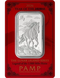 YEAR OF THE HORSE Lunar Legends 1 Oz Silver Bar in Card 2026 - Picture 1 of 6
