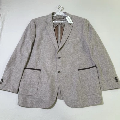 Johnston & Murphy Blazer Mens 2XL Beige Wool Linen Blend Herringbone Twill NWT - Image 1 of 4