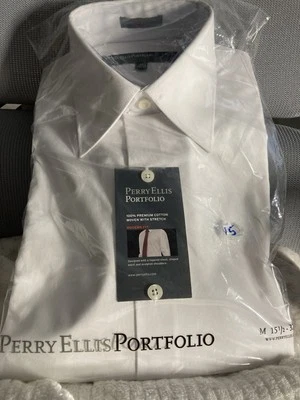 NWT Perry Ellis Men's Portfolio 100% Premium Cotton Woven Stretch Long sleeve - Image 1 of 4