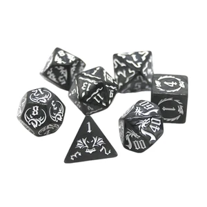 7Pcs/Set Hollowed Out Pattern Digital Dice Set for TRPG RPG COC Cthulhu D20 D12  - Picture 1 of 12