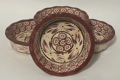 4 Cuencos de cereales de postre para hornear natillas rojas Temptations by Tara Old World de 5" Foto 1 de 4