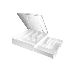 Double Layer Silverware Tray with Lid, Drawer Organizer for Utensil Tray, Cut... - Picture 1 of 7