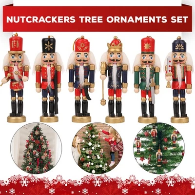 Mini Nussknacker Wandbehang Verzierungen – 6pcs MDF Holz Weihnachten 13cm Dekor - Bild 1 von 4