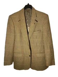 TEVIOTEX OF HAWICK Scottish Cheviot Cloth Classic Wool Houndstooth Blazer-Sz 42L - Picture 1 of 10