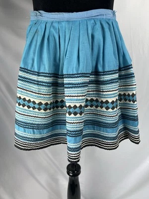 Falda de retazos vintage Seminole hecha a mano azul negro Rickrack nativo americano FL Foto 1 de 4