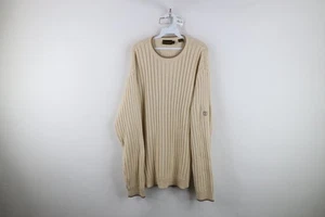 Vintage 90s Timberland Mens XL Heavyweight Cotton Ribbed Knit Sweater Beige - Picture 1 of 11