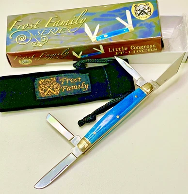 Vintage FROST FAMILY  4-Blade  LITTLE CONGRESS  with BLUE BONE  --  (NEW) in BOX - Image 1 of 4
