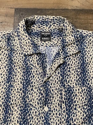 Camisa masculina Todd Snyder Albiate 2XL azul branca gola acampamento manga curta - Imagem 1 de 4