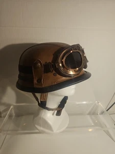 JYT Jieyuete Casco de Cuero Marrón con Gafas Talla Mediana  - Imagen 1 de 9