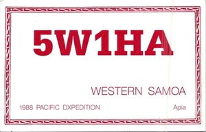 HAM RADIO CQ QSL QSO POSTCARD 5W1HA WESTERN SAMOA 1988 OP. "KAY" AKIHIRO SAKAI - Picture 1 of 5
