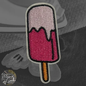 Pink Popsicle Iron On Patch Embroidered Craft Applique - Picture 1 of 2
