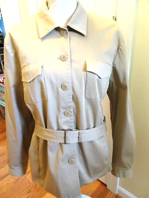 CHAQUETA CON CINTURÓN NINE & CO. DAMAS TALLA PEQUEÑA CAQUI/BEIGE-BOLSILLOS-TOTALMENTE FORRADA-LKN Foto 1 de 4