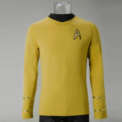 Cosplay TOS Captain Kirk Gold Shirts Spock Blue Uniforms Red Starfleet Tops Mens - Image 1 of 4