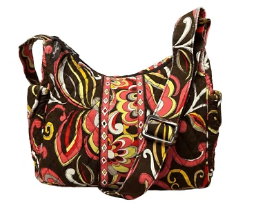 Vera Bradley Puccini Print Large Maggie Crossbody Quilted Handbag Colorful Flora - Image 1 of 4