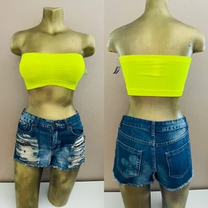 NWT Neon YELLOW Dayglo Bandeau BRALETTE Medium - Picture 1 of 10