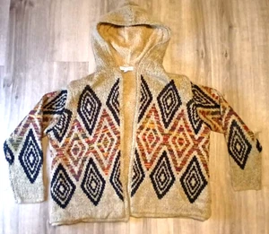 Woven Heart Girls 14 White Cardigan Hoodie Open Aztec Print Knit Sweater #1128 - Picture 1 of 3