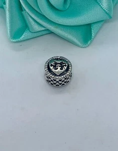 Retired Pandora Disney Mickey Minnie Love Heart Charm Silver 791957CZ - L17 - Picture 1 of 11