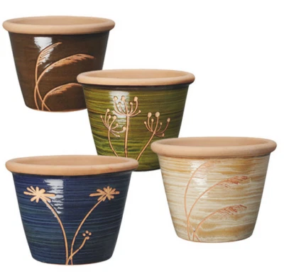 VASO DEROMA WILD HERBS in terracotta smaltata fatto a mano varie misure e colori