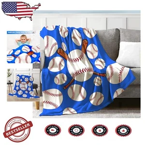 Ultra-Soft Lightweight Flannel Baseball Throw Blanket 60" x 80" - Perfect Gift - Picture 1 of 9