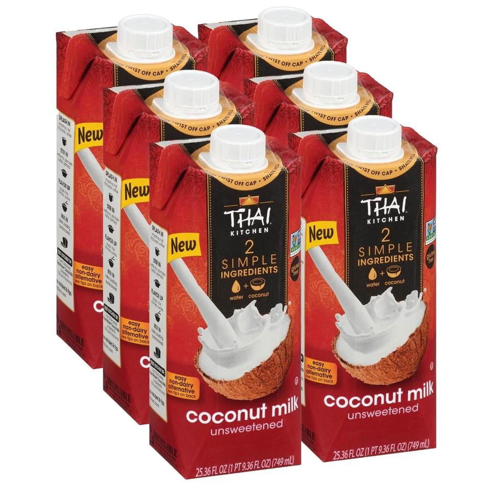 Thai Kitchen Coconut Milk Pack of 6 Unsweetened Dairy Free Non GMO 25.36 Fl Oz - Image 1 of 4