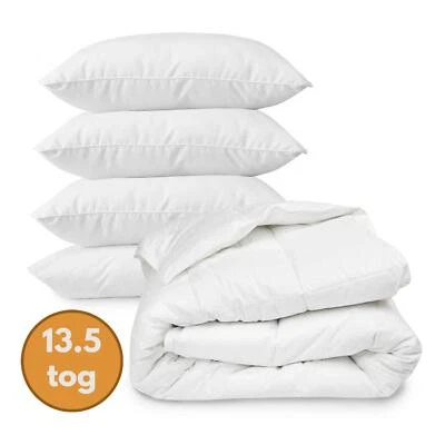 SLEEPYNIGHTS POLYCOTTON DUVET & 4 PILLOWS PACK SINGLE DOUBLE KING SUPERKING – 13.5 TOG