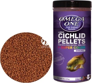 OMEGA ONE LARGE CICHLID SINKING PELLETS + SUPER COLOR with WHOLE SEA FOOD 9 OZ - Picture 1 of 1