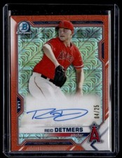 2021 Bowman Chrome Prospect Autographs Mojo Refractor Orange Reid Detmers Auto