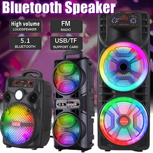 8000W Portable Bluetooth Speaker Sub woofer Heavy Bass Sound System Party & Mic - Picture 1 of 48