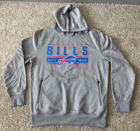 Buffalo Bills NFL Team Apparel Gray Hooded Sweatshirt Mens Medium Cover