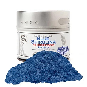 Artisanal Gourmet Sea Salt, Blue Spirulina Infused, All Natural Salt 3 Oz - Picture 1 of 8