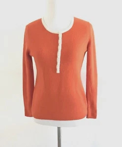 Talbots Sweater Size S Button Front Henley Fitted Crewneck Long Sleeve Orange - Picture 1 of 10