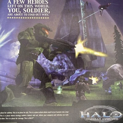2001 Halo Combat Evolved Xbox PRINT AD Master Chief Poster Official Promo Art - Image 1 of 3