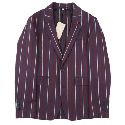 Burberry Borgoña-Azul Marino Rayas Serpentina Chaqueta 36 Corta (UE 46) NUEVO CON ETIQUETAS Abrigo Deportivo Foto 1 de 4