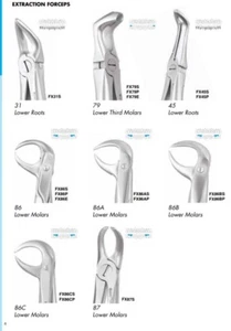 Herramientas de Instrumento Dental Fórcep de Extracción de Cirugía Oral Premium Juego de 8 piezas Inferior - Imagen 1 de 2