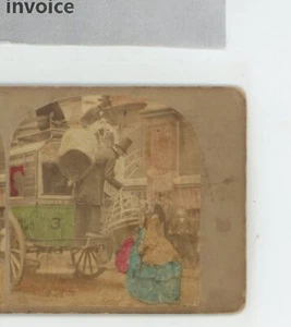 New Omnibus London Stereoscopic Early Victorian Genre Stereoview c1860 - Picture 1 of 3