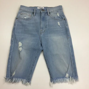 FRAME Denim Le Vintage Bermuda Fringe Raw Hem Distressed Shorts Womens sz 25 - Picture 1 of 12