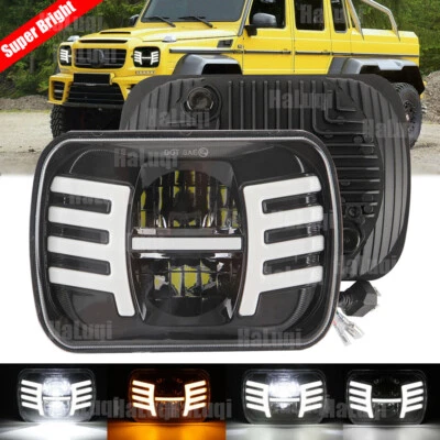 5x7'' 7x6'' LED Headlight Hi-Lo Wing DRL Lamp For Jeep Cherokee XJ Wrangler YJ - Image 1 of 4